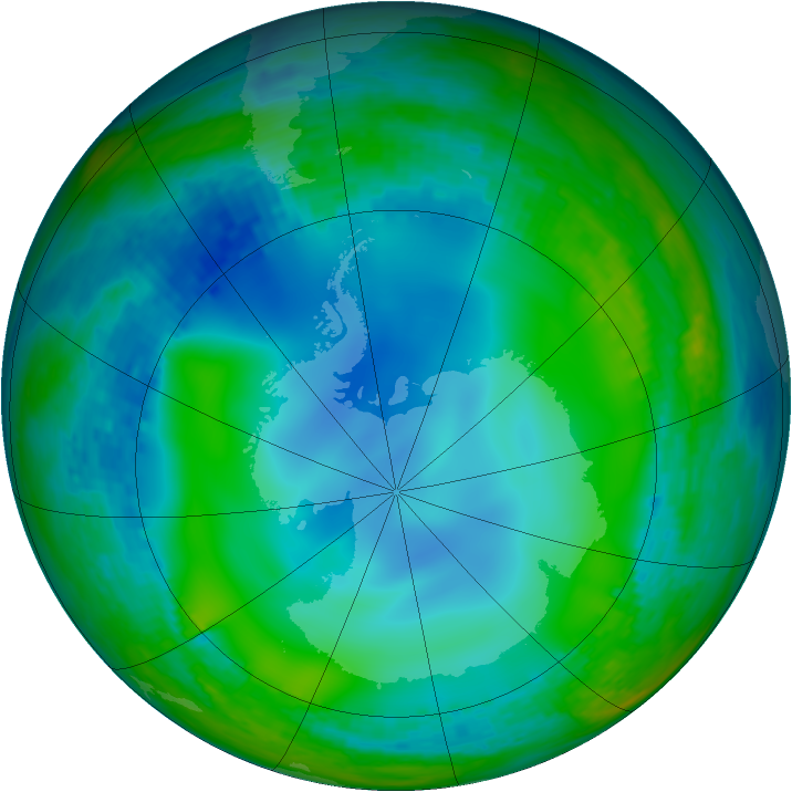 Antarctic ozone map for 30 June 2003